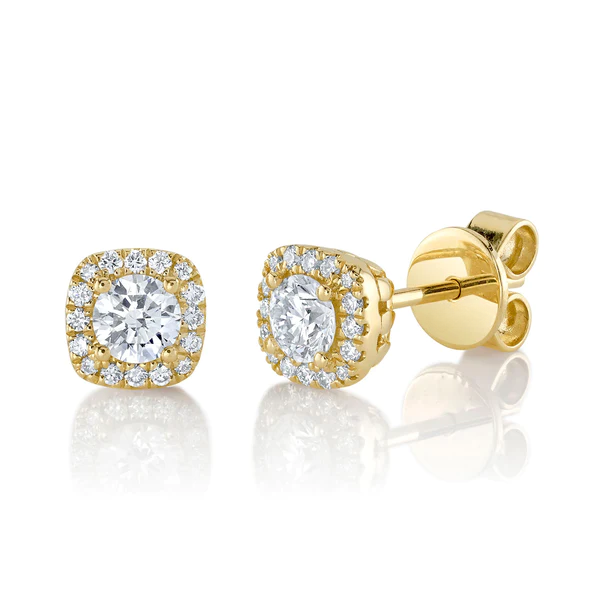 14K Gold Diamond Platinum Stud Earrings
