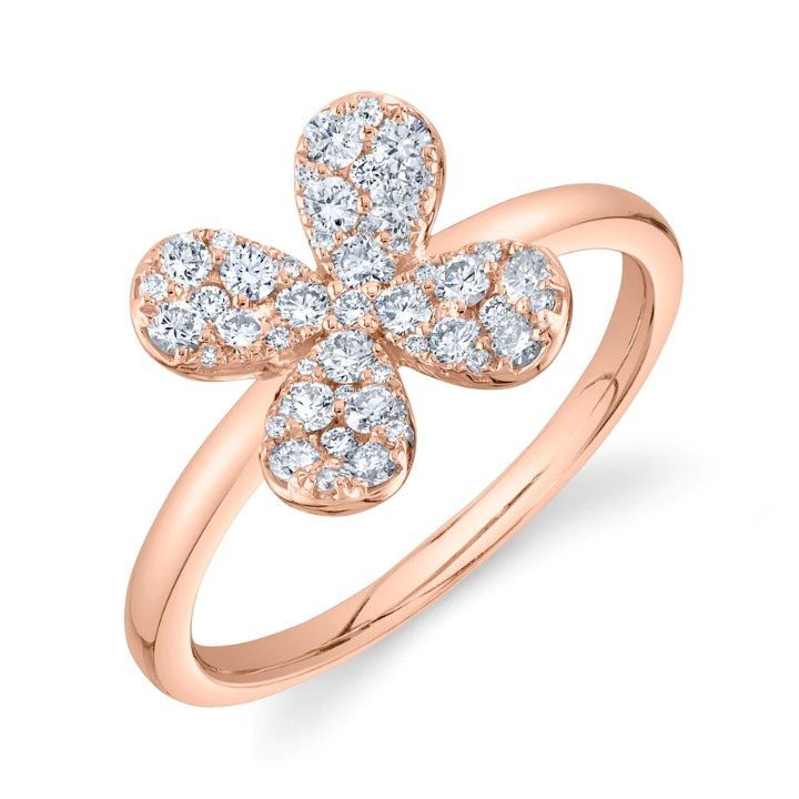 14K Gold 0.51 CT Diamond Flower Ring