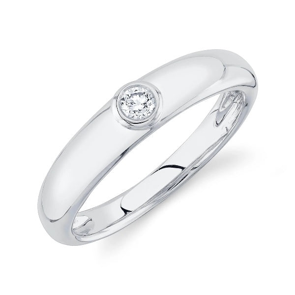 14K Gold 0.10 CT Bezel Set 1 Diamond Ring Band Round Cut Natural Fashion