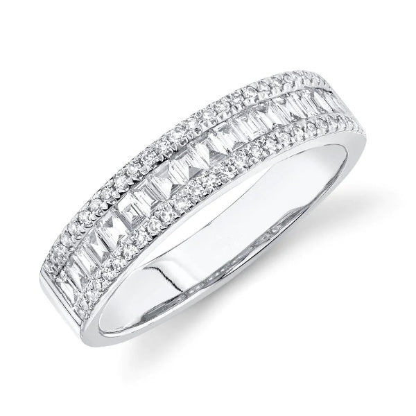 14K Gold 0.63CT Baguette Cut Diamond Channel Set Band Wedding Ring