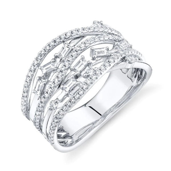 14K Gold 0.26 CT Diamond Women's 6 MM Wedding Ring Band Triangle Prong Set 3 Row