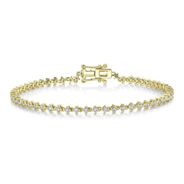 14K Gold 1.27CT Diamond Tennis Bracelet Round Women's Certified Natural F VS2