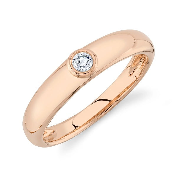 14K Gold 0.10 CT Bezel Set 1 Diamond Ring Band Round Cut Natural Fashion