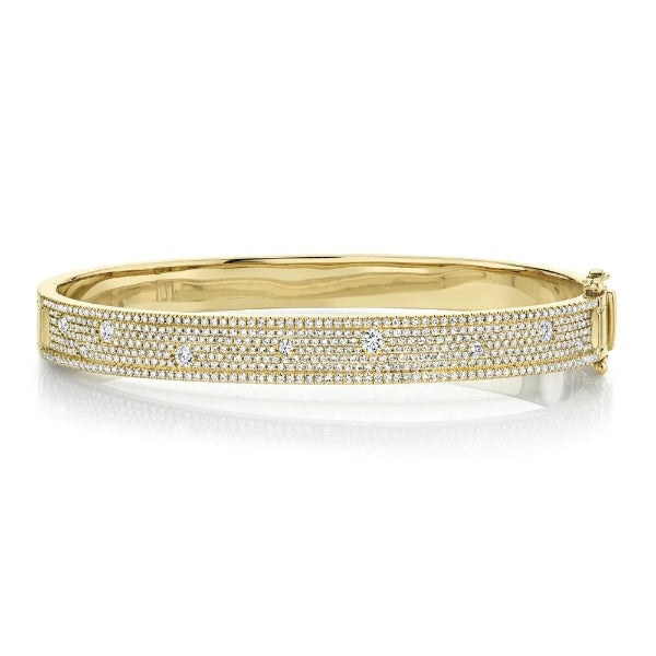 14K Gold 1.47CT Floating Diamond Bangle Bracelet Round Cut