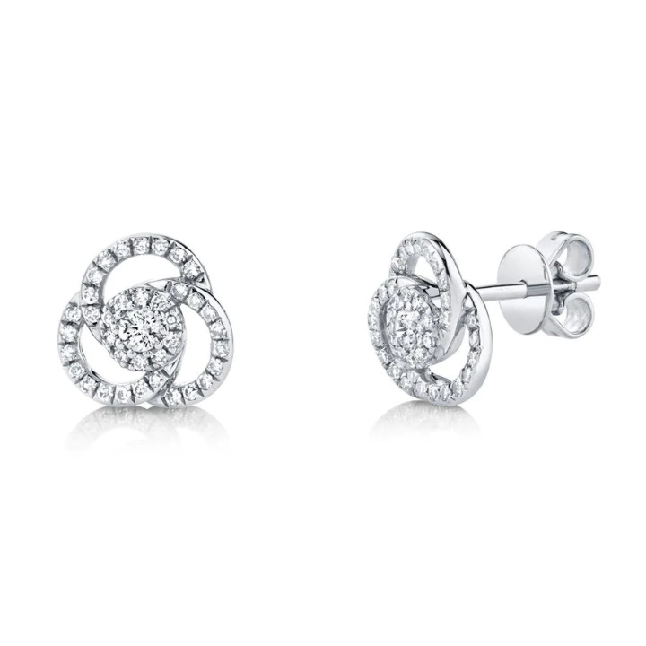 14K Gold 0.32 CT Diamond Love Knot Stud Knot Earrings