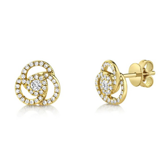 14K Gold 0.32 CT Diamond Love Knot Stud Knot Earrings