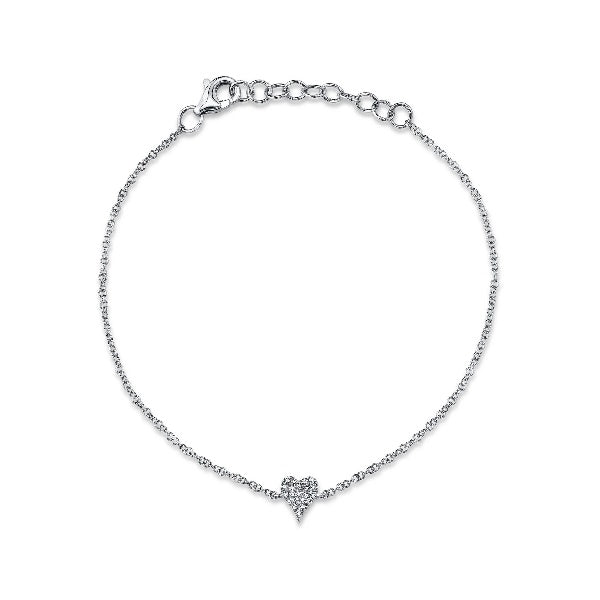 14K Gold 0.05 CT Diamond Heart Bracelet Women's Round Cut Pave Natural
