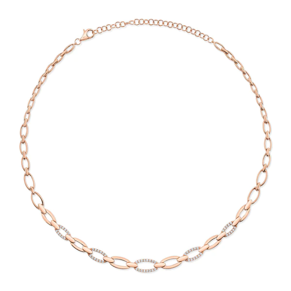 14K Gold Diamond Link Necklace