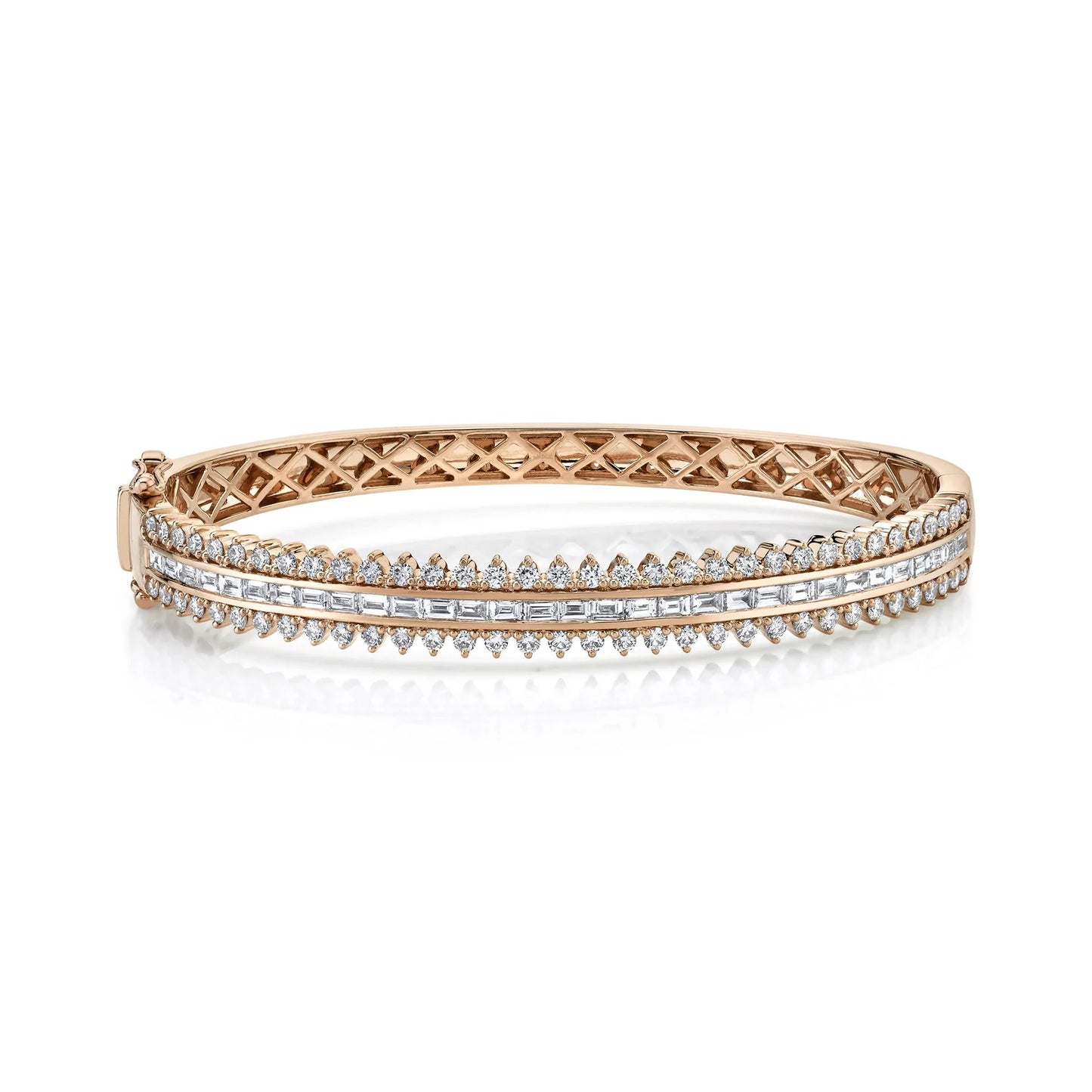 14K Gold 2.09 CT Baguette Diamond Bangle Bracelet Natural Certified