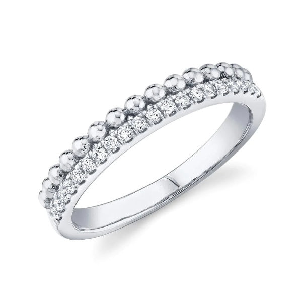 14K Gold 0.18 CT Women's Round Diamond Wedding Ring Double Band Ball Point