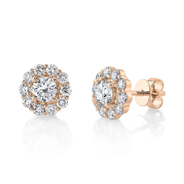 14K Gold 1.58 CT Round Brilliant Diamond Stud Earrings Natural F VS2