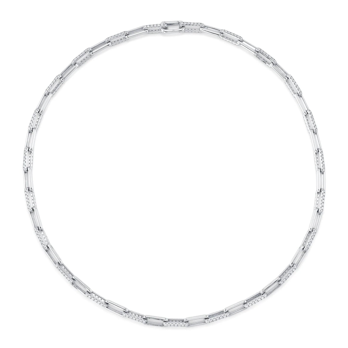 14K Gold 5.68CT Diamond Paper Clip Necklace Women's Natural Round Cut