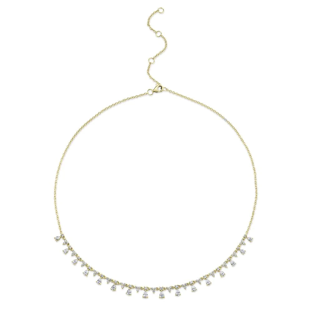 14K Gold 2.12CT Pear Cut Diamond Shaker Necklace Certified Natural Dangle