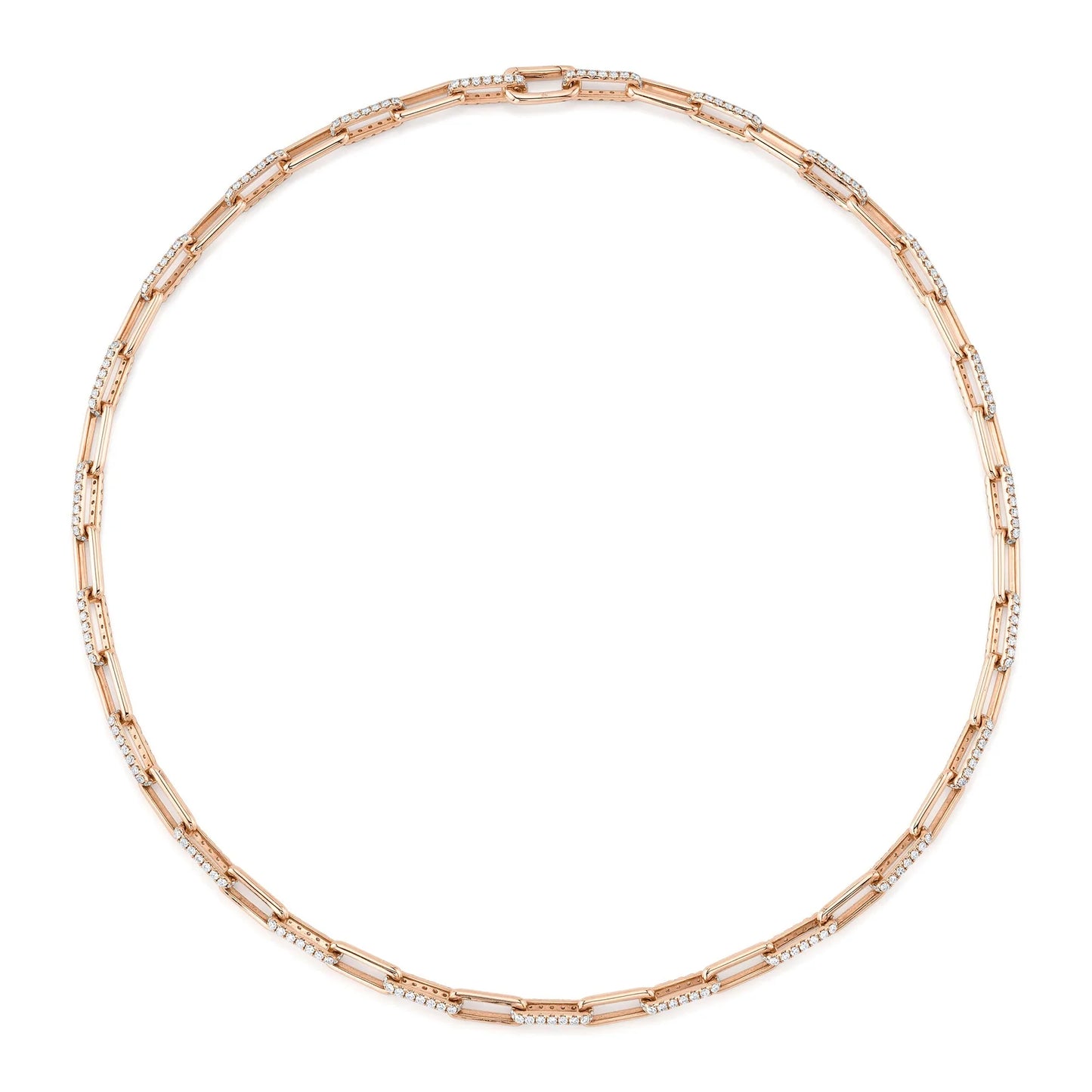14K Gold 5.68CT Diamond Paper Clip Necklace Women's Natural Round Cut