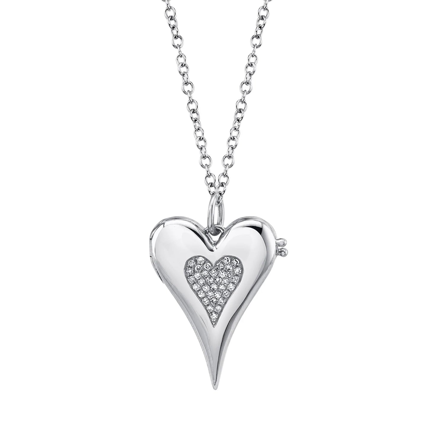 14K Gold 0.08 CT Heart Locket Diamond Necklace Pendant Pave Set Natural Certified