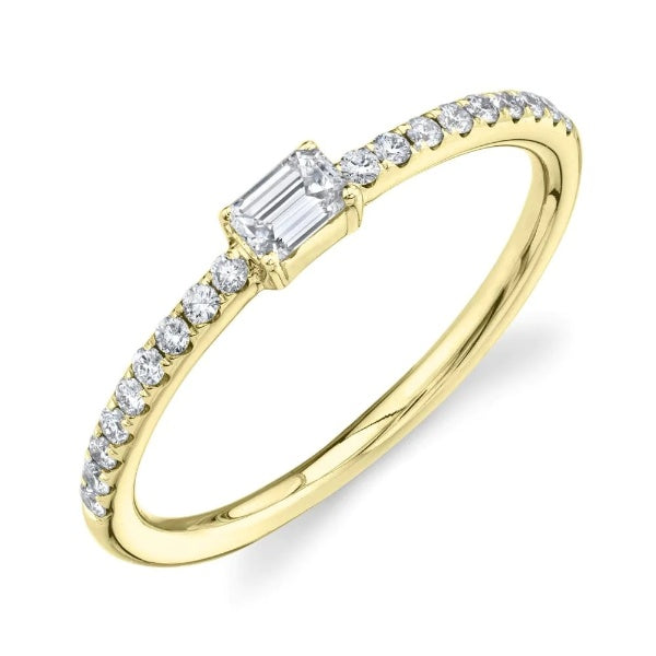 14K Gold 0.18 CT Baguette Diamond Stackable Ring Band Women's Statement Natural