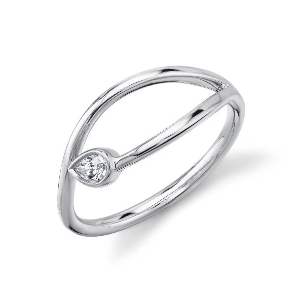 14K Gold 0.08 CT Pear Diamond Ring Minimalist Dainty Fashion Statement Cocktail