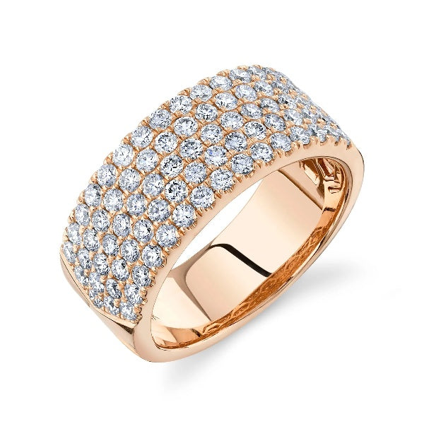 14K Gold 1.52CT Diamond Wide Pave Band Ring Women's Round Cut