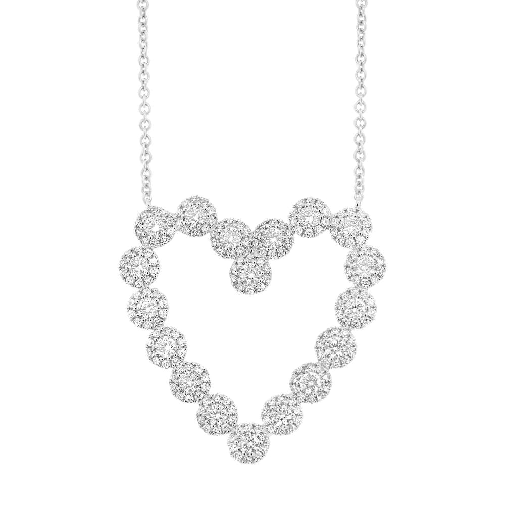 14K Gold 1.14 CT Diamond Heart Necklace Round Cut Pendant Women Natural