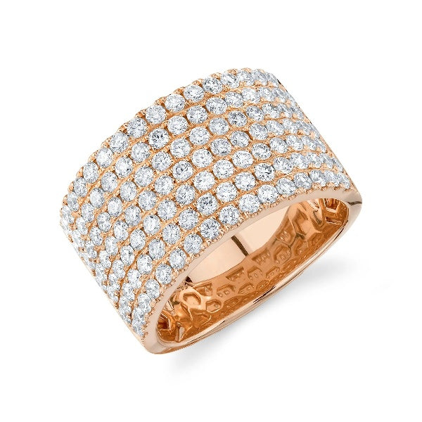 14K Gold 2.13CT Wide Diamond Pave Band Ring Womens Round Cut