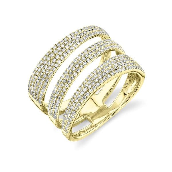 14K Gold 0.72 CT Diamond Open Wrap Swirl Ring Ring Cocktail Wide Pave Set Natural
