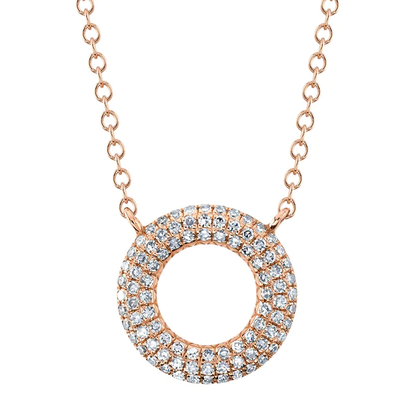 14K Gold Circle Diamond Necklace