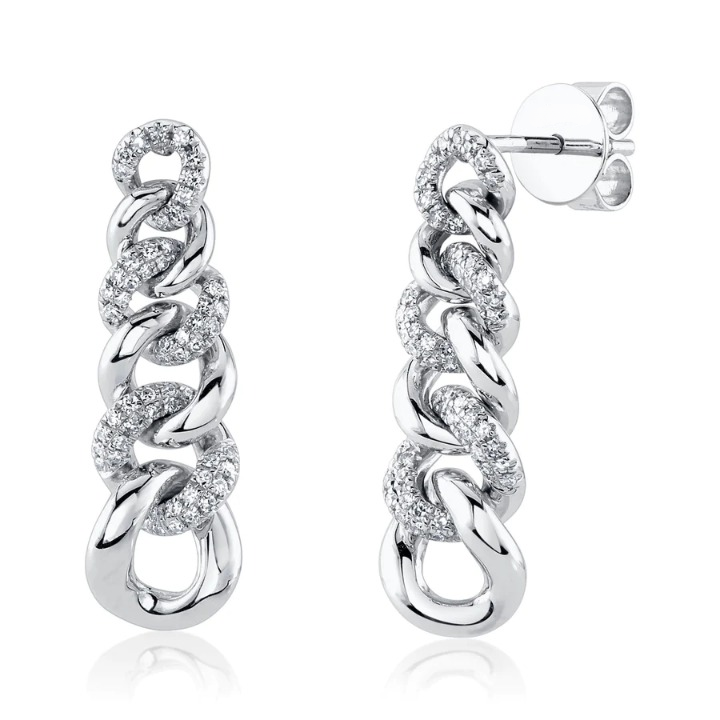 14K Gold Diamond Link Chain Earrings