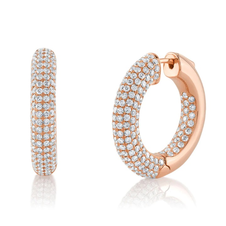 14K Gold Diamond Inside Out Hoop Earrings