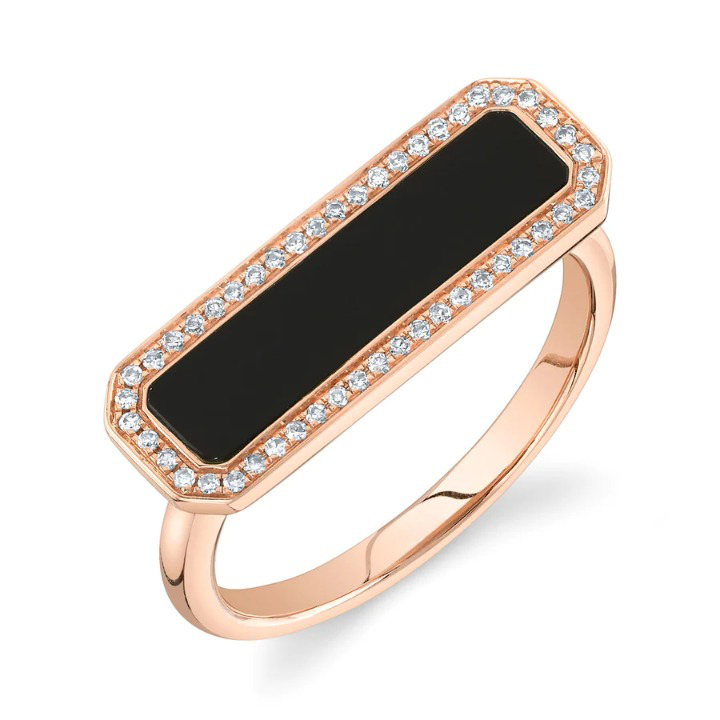 14K Gold Diamond Black Onyx Ring