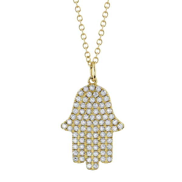 14K Gold Diamond Hamsa Hand Necklace