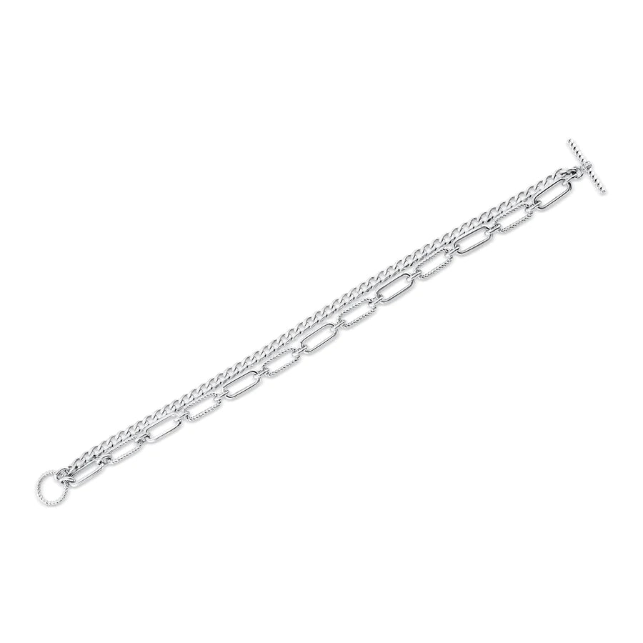14K Gold Diamond Link Paper Clip Bracelet