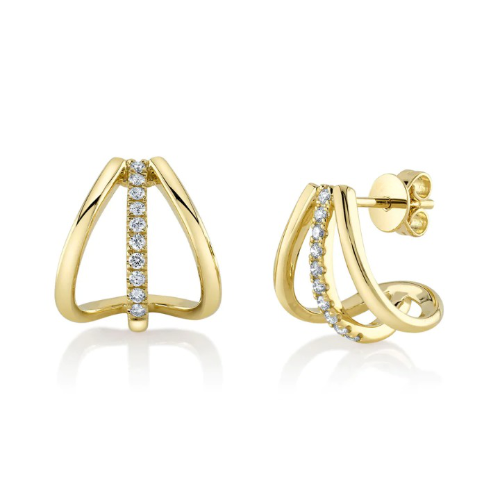 14K Gold Diamond Push Back Earrings