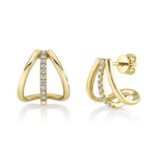14K Gold Diamond Push Back Earrings