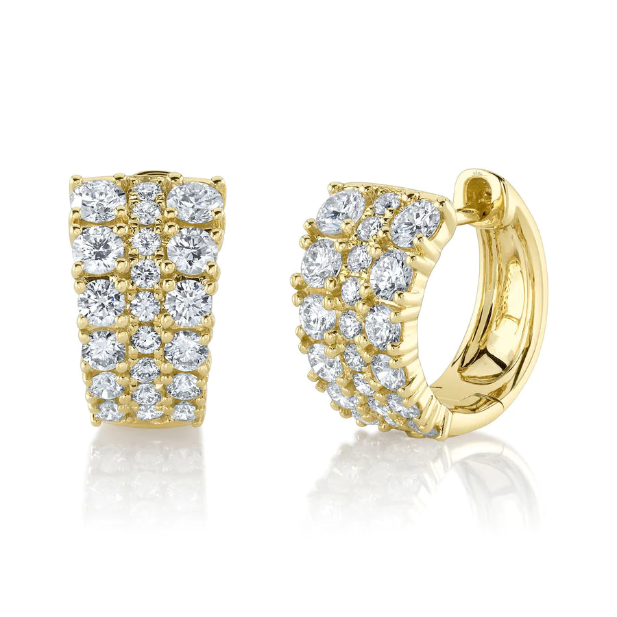 14K Gold 1.12 CT Graduating Diamond Huggie Earrings