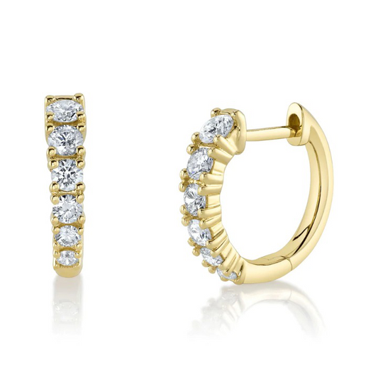 14K Gold 0.46 CT Graduating Diamond Huggie Earrings