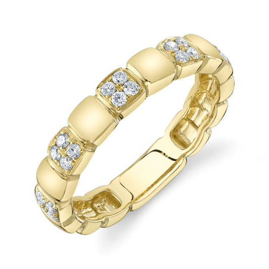 14K Gold Satin-Finish Diamond Wedding Band Ring