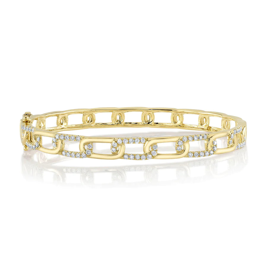 Bangle Design Clip 14K Gold Diamond Paper Clip Bangle Bracelet. – Sage Designs LA