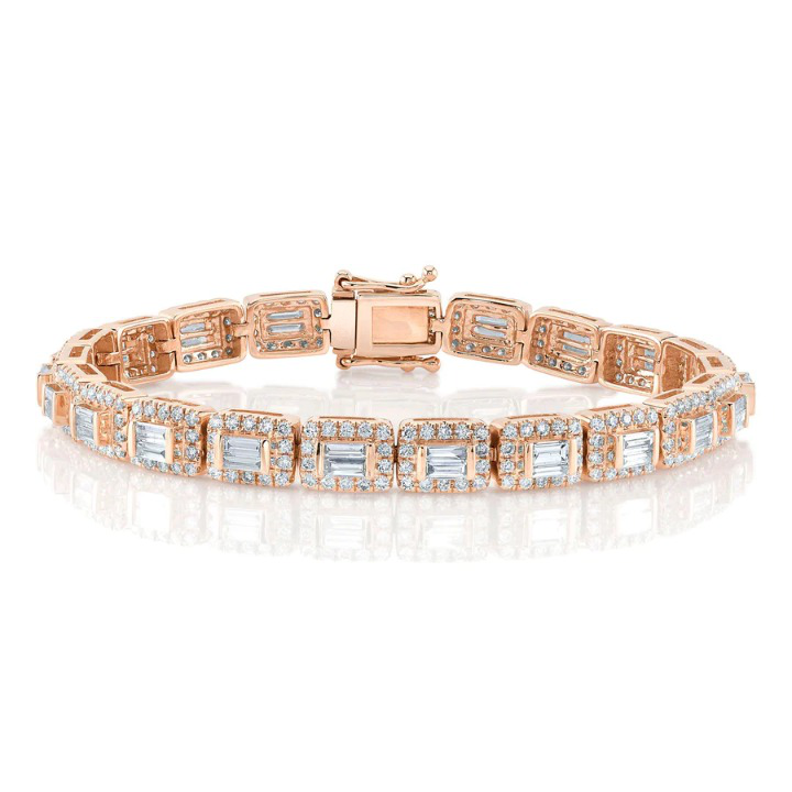 14K Gold 5.00 CT Diamond Baguette Bracelet