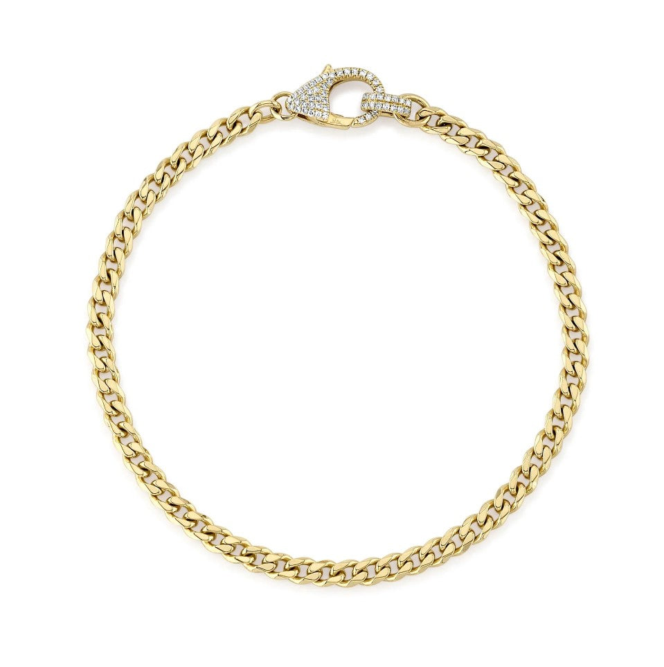 14K Gold 0.25 CT Diamond Cuban Link Chain Bracelet Round Cut Natural