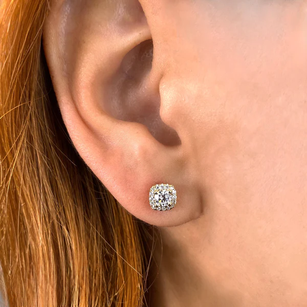 14K Gold Diamond Platinum Stud Earrings