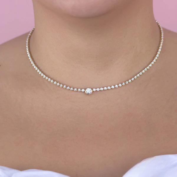14K Gold Diamond Tennis Necklace
