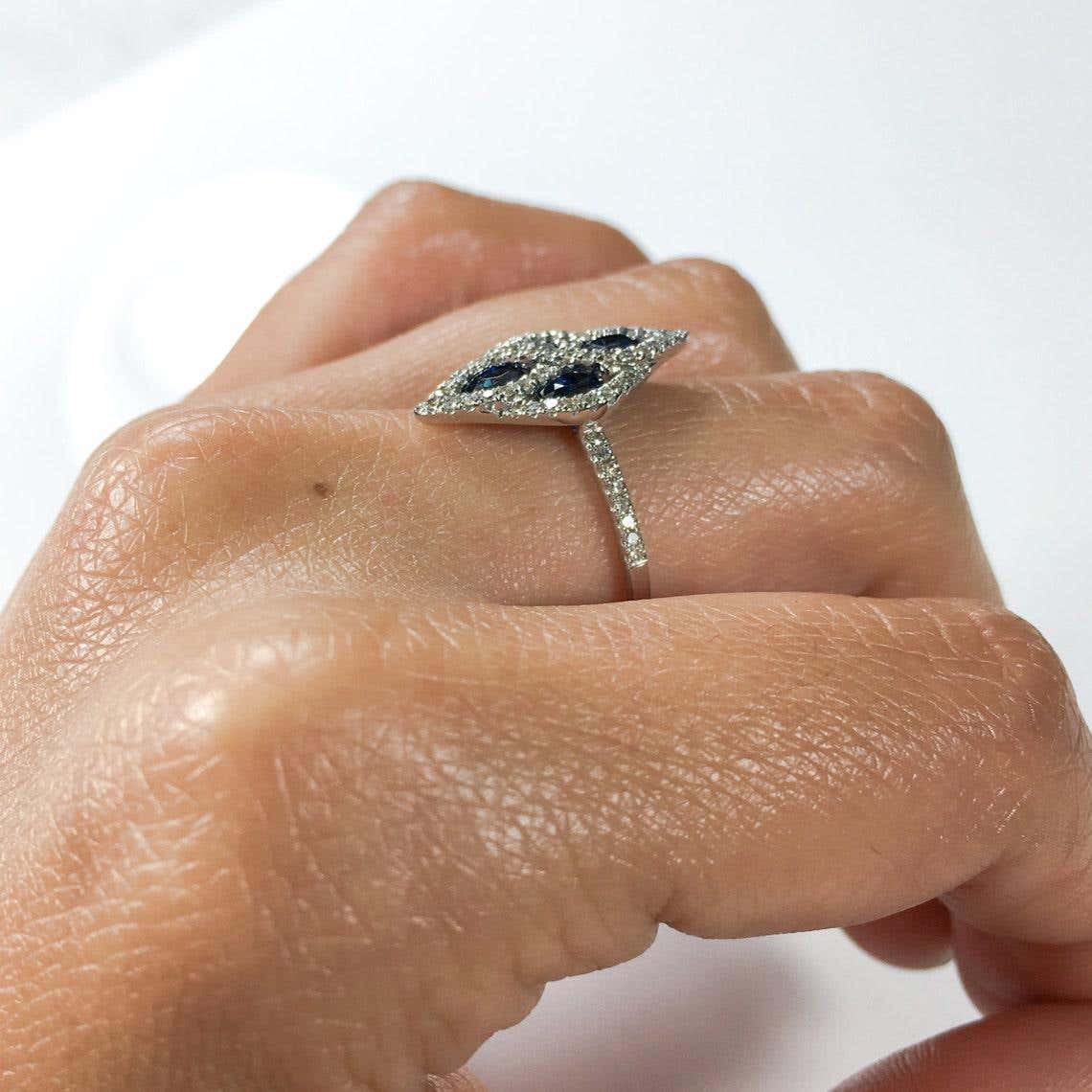 14K White Gold 1.09 TCW Oval Cut Sapphire Pave Diamond White Gold Engagement Ring