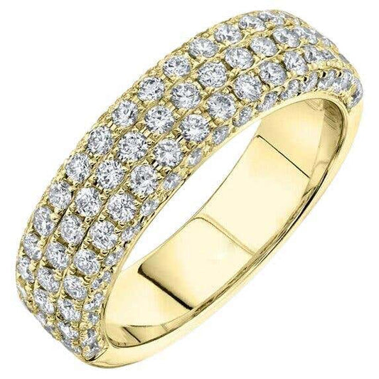 1.30 TCW Pave Diamond Yellow Gold Engagement Ring Wedding Band