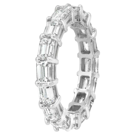18K White Gold 2.88 TCW Emerald Cut Diamond White Gold Eternity Engagement Stackable Band