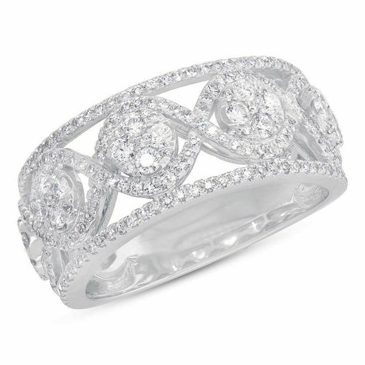 14K Gold 0.82 CT Diamond Diagonal Shape Open Twist Ring Natural Round Cut