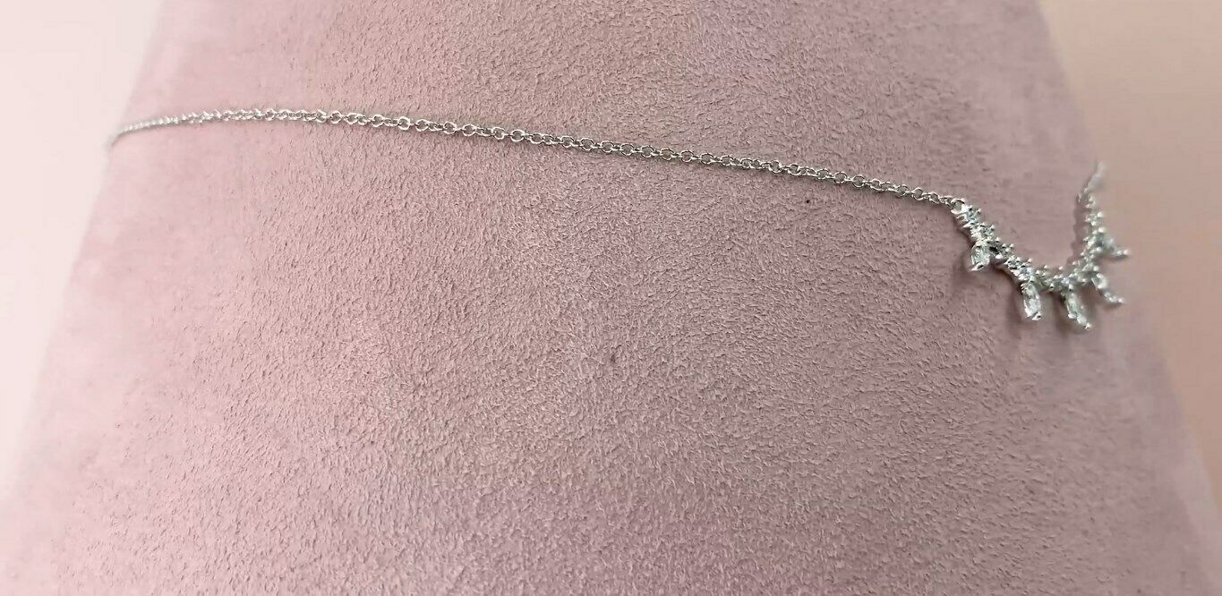 14K Gold 0.40 CT Marquise Diamond Station Necklace Certified Natural Pendant