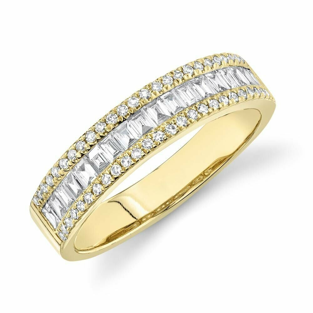 14K Gold 0.63CT Baguette Cut Diamond Channel Set Band Wedding Ring