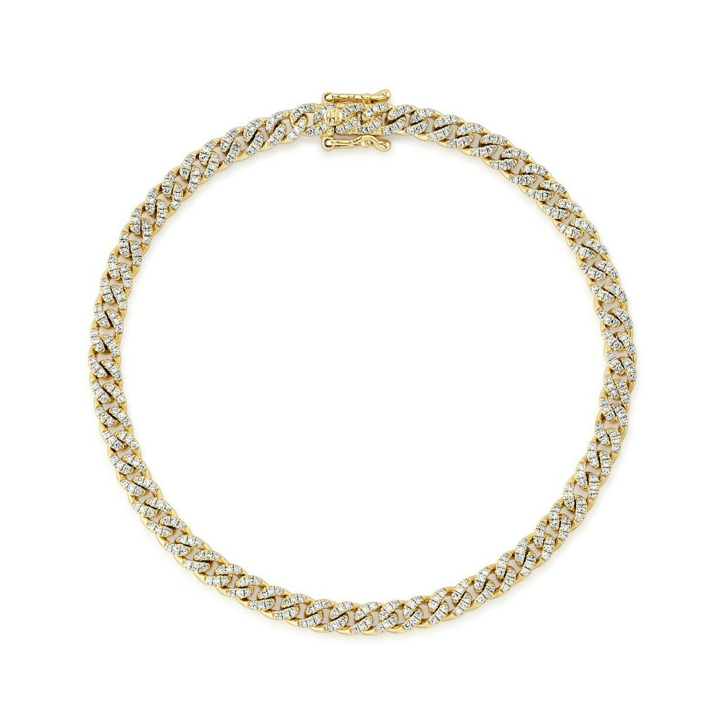 14K Gold 0.84 CT Diamond Cuban Link Chain S Bracelet Round Natural