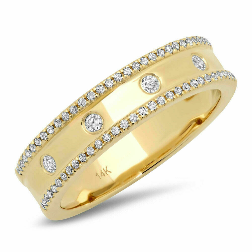 14K Gold 0.23 CT Bezel Diamond Wedding Ring Band Women's Round Cut Natural