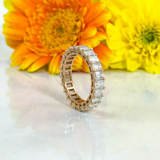 18K Gold 4.46 CT Emerald Cut Diamond Eternity Anniversary